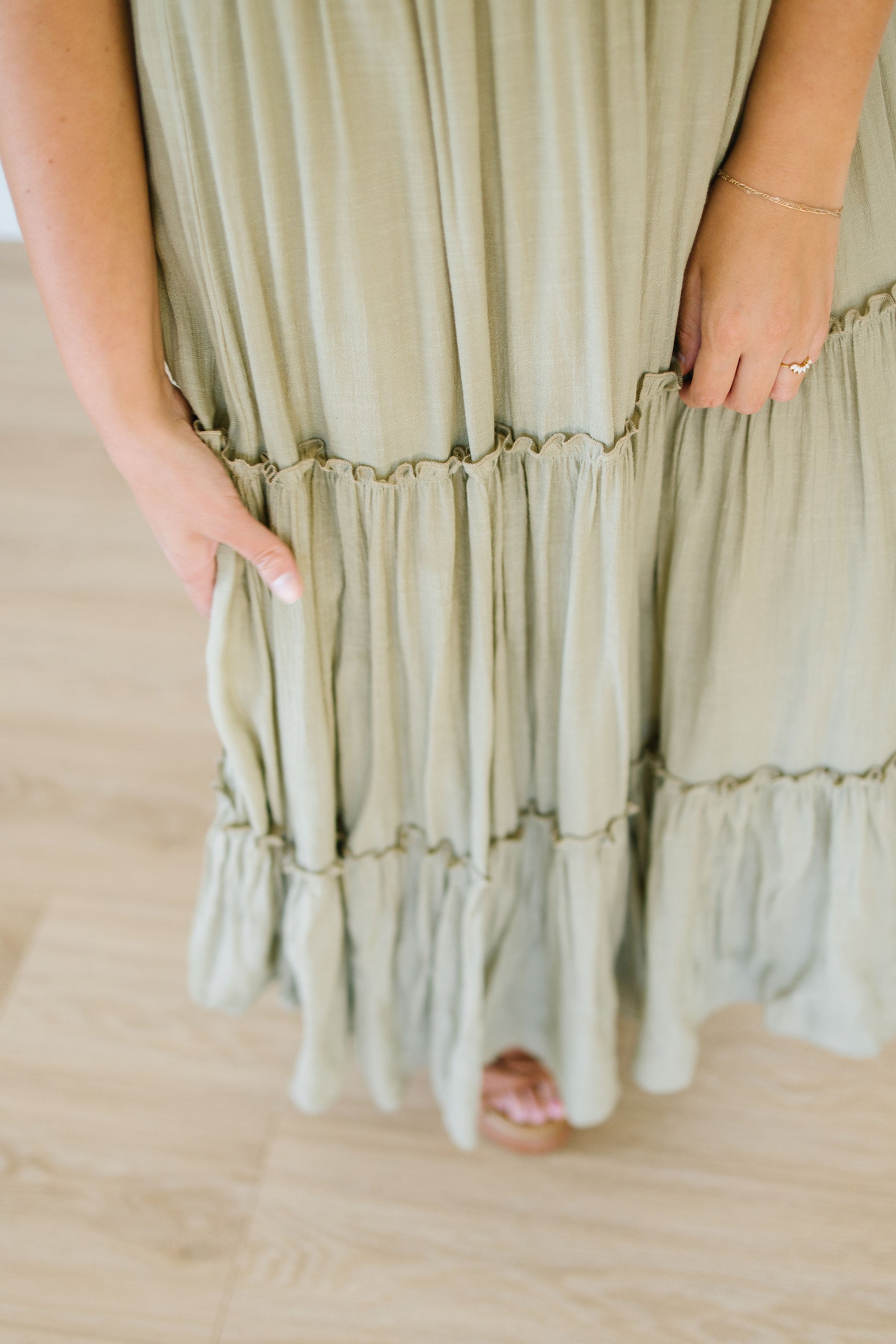 *Taylor Tiered Maxi Dress in Olive - Lettie Boutique