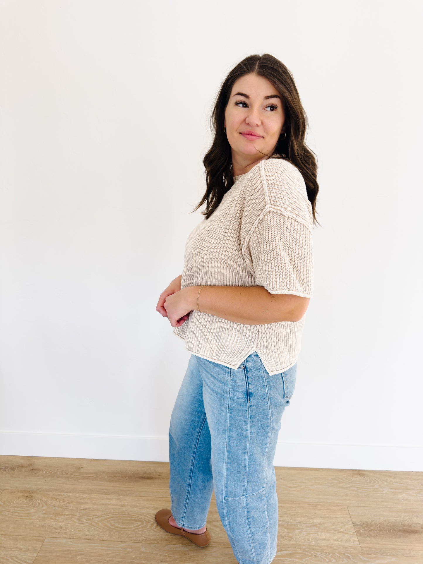 Everly Knit Short Sleeve Sweater - Lettie Boutique