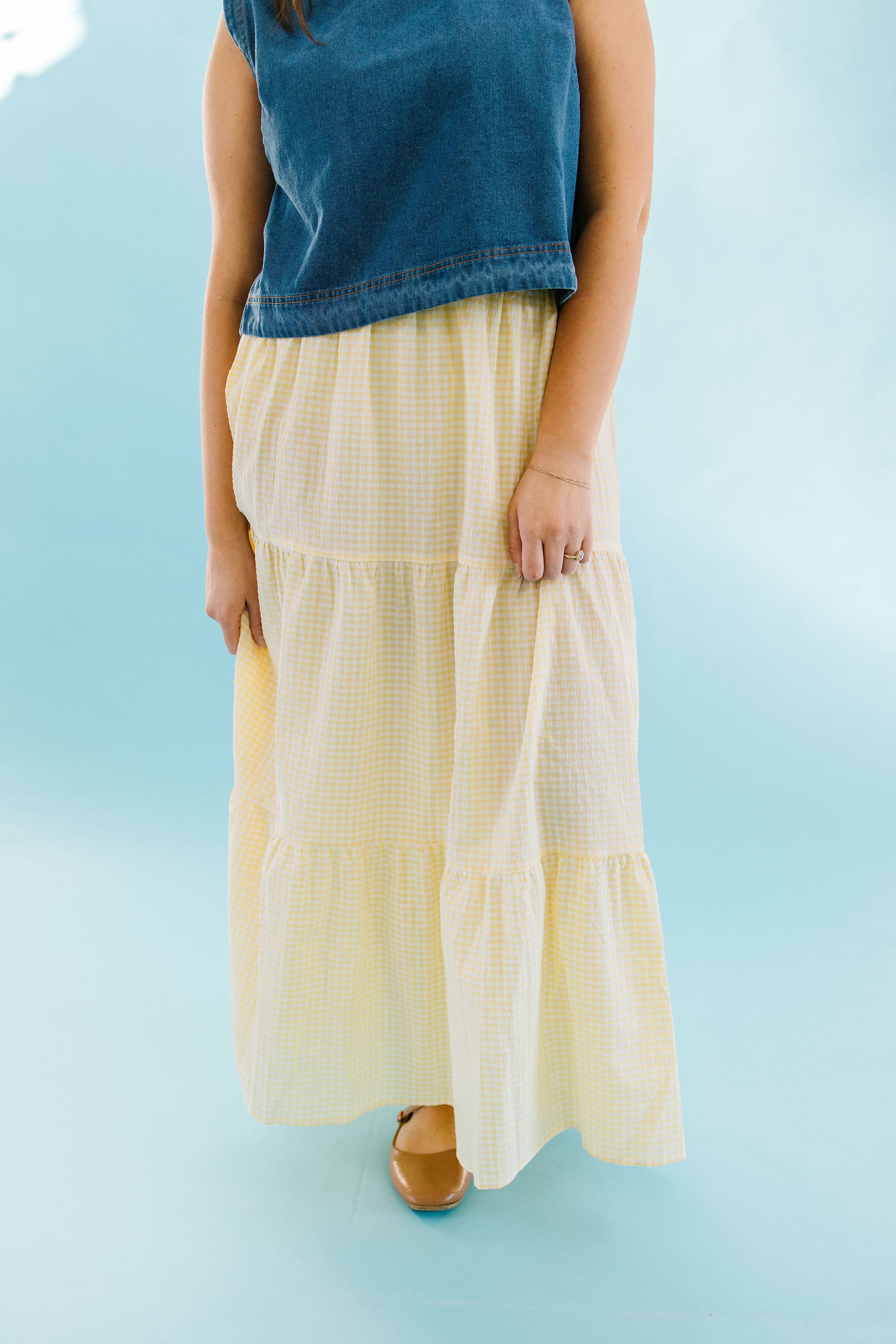 *Mimi Gingham Skirt in Yellow - Lettie Boutique
