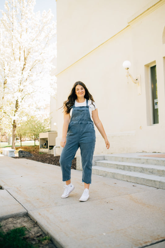 Amelia Knotted Overalls in Blue