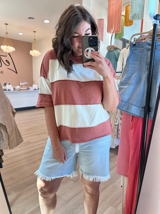 Poly ColorBlock Top in Terracotta