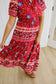 Kaydree Printed Maxi Dress in Red - Lettie Boutique
