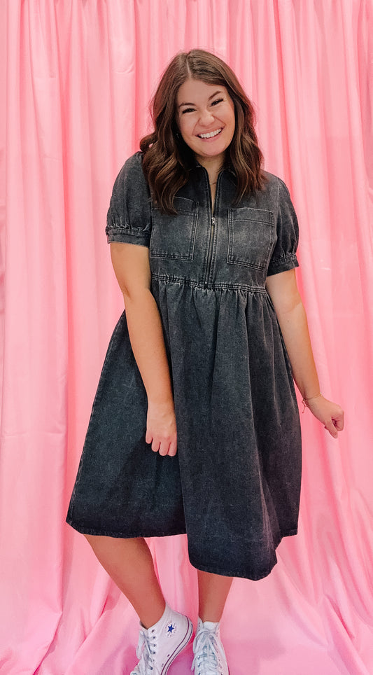 Sutton Black Denim Dress