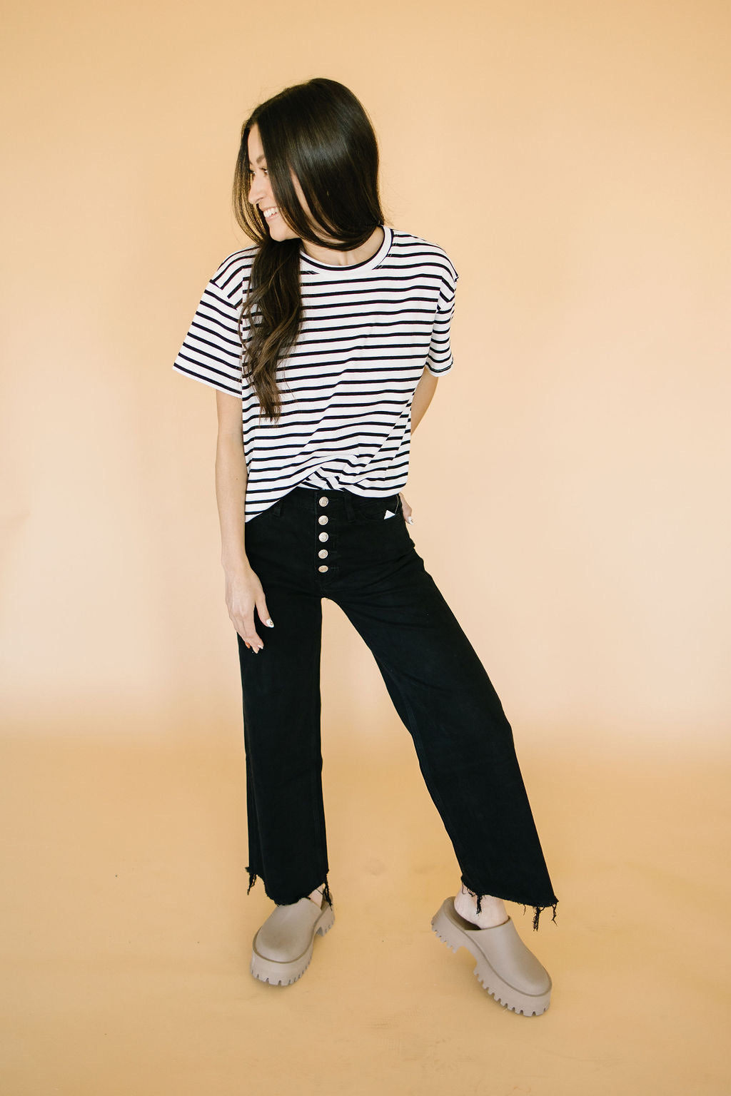 Holland Stripe Tee in White - Lettie Boutique