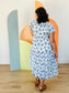 Raina Floral Midi Dress in Blue