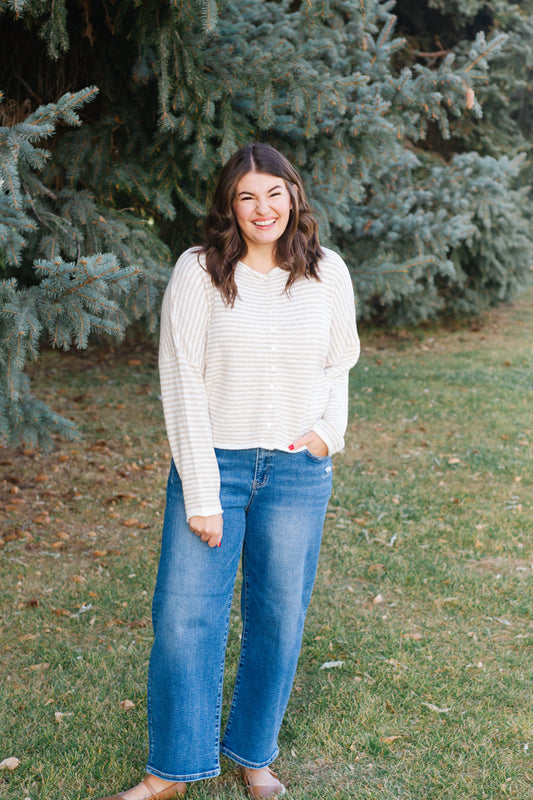 Melina Stripe Sweater in Khaki
