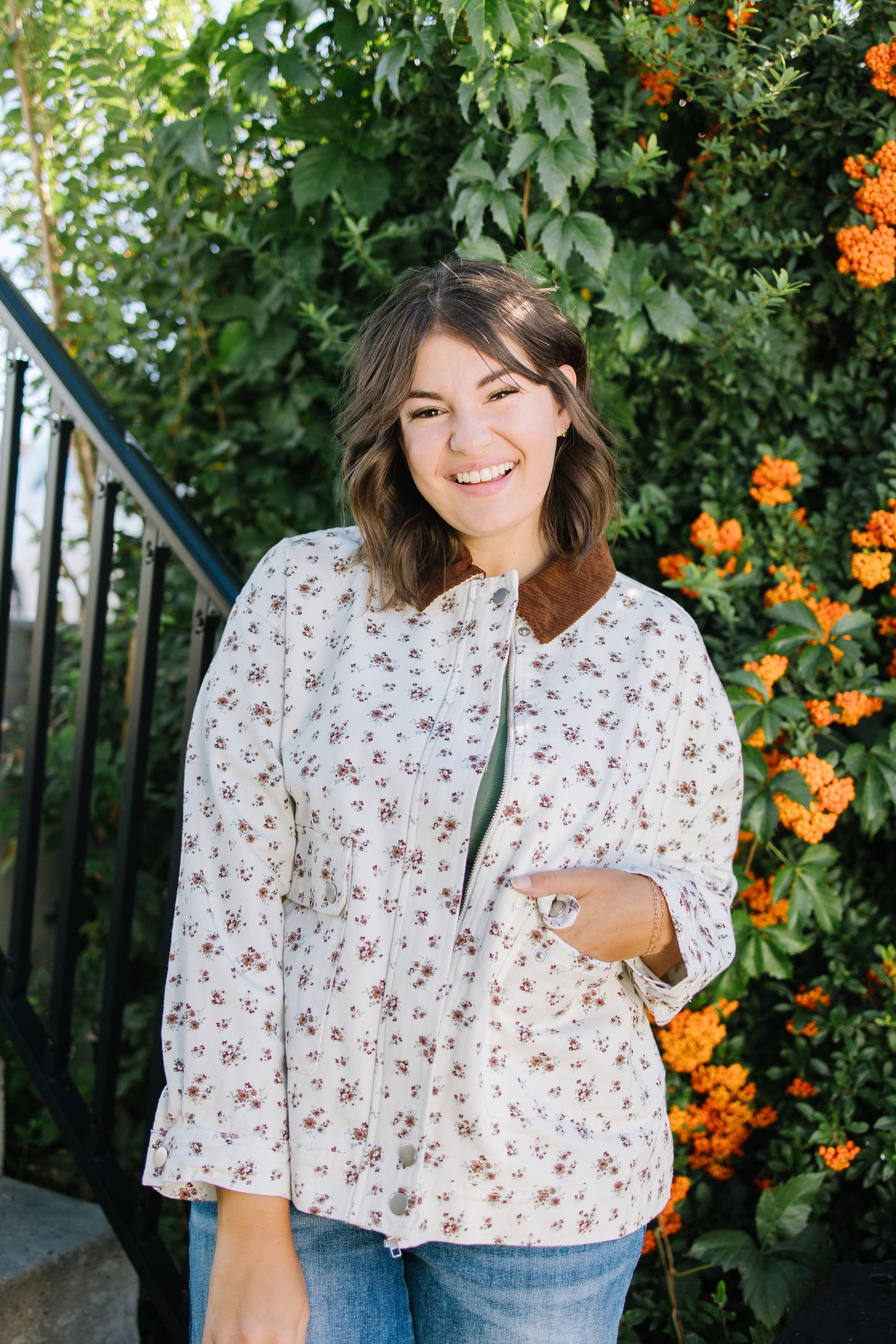 Liana Floral Corduroy Denim Jacket