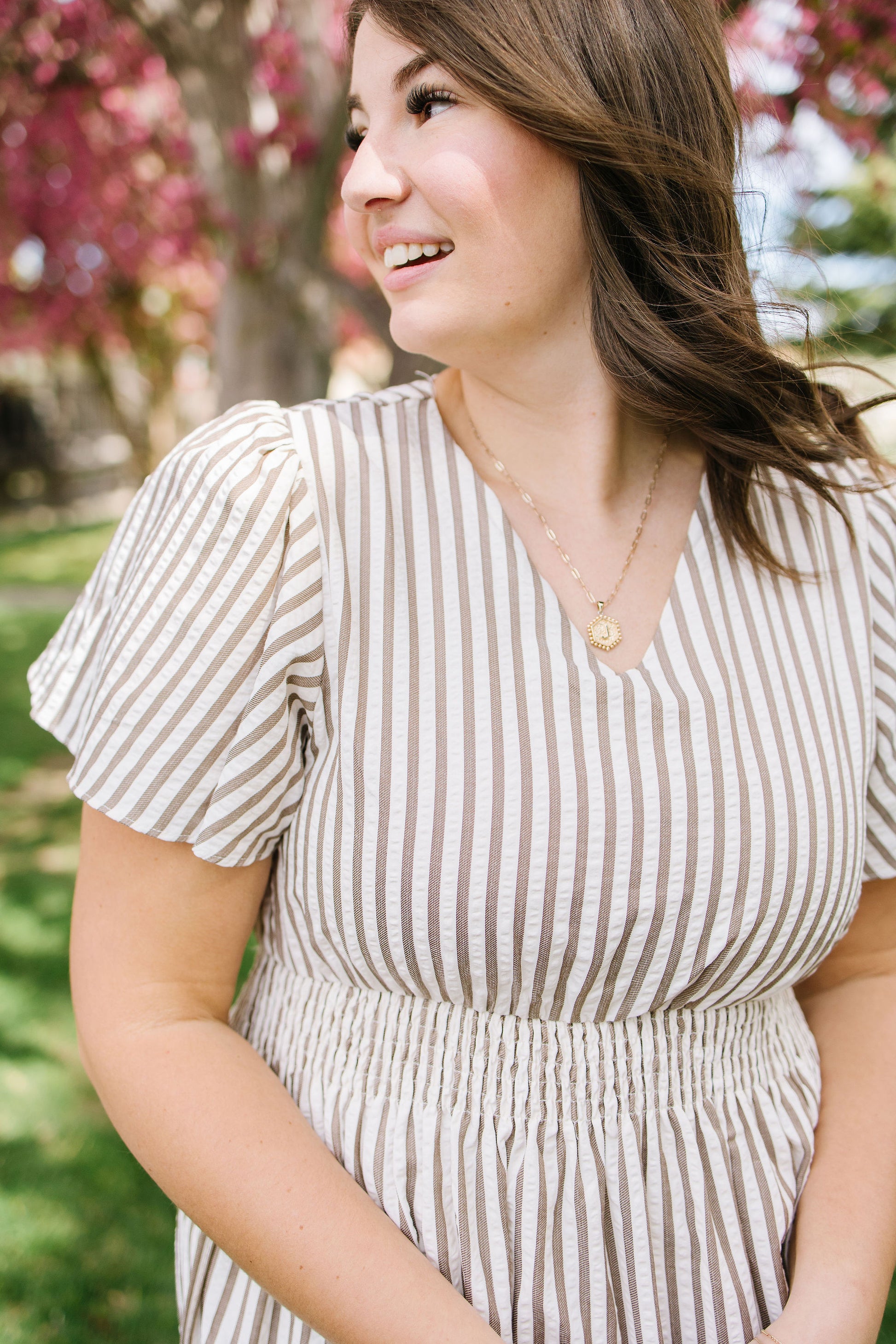 Eden Maxi Dress in Birch Stripe - Lettie Boutique