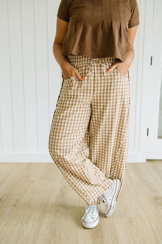 Tilly Gingham Barrel Pants - Lettie Boutique