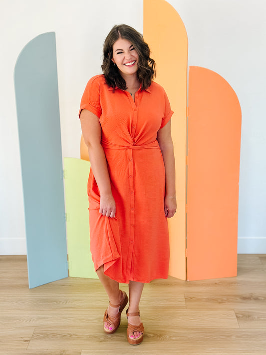 Chrissy Twist Front Shirt Dress