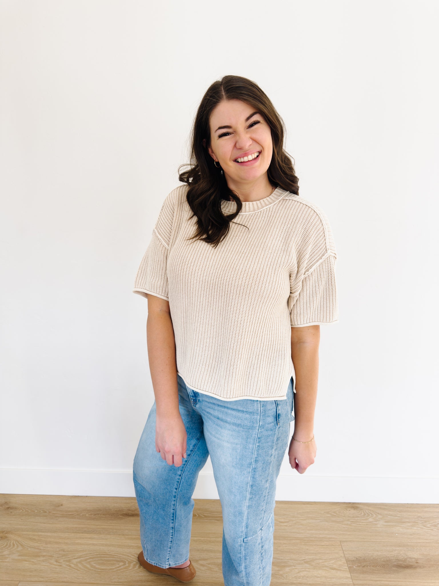 Everly Knit Short Sleeve Sweater - Lettie Boutique