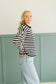 James Button Cardigan in Black Stripe