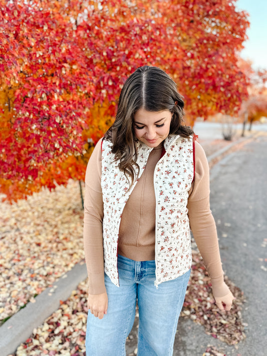 Margot Floral Puffer Vest