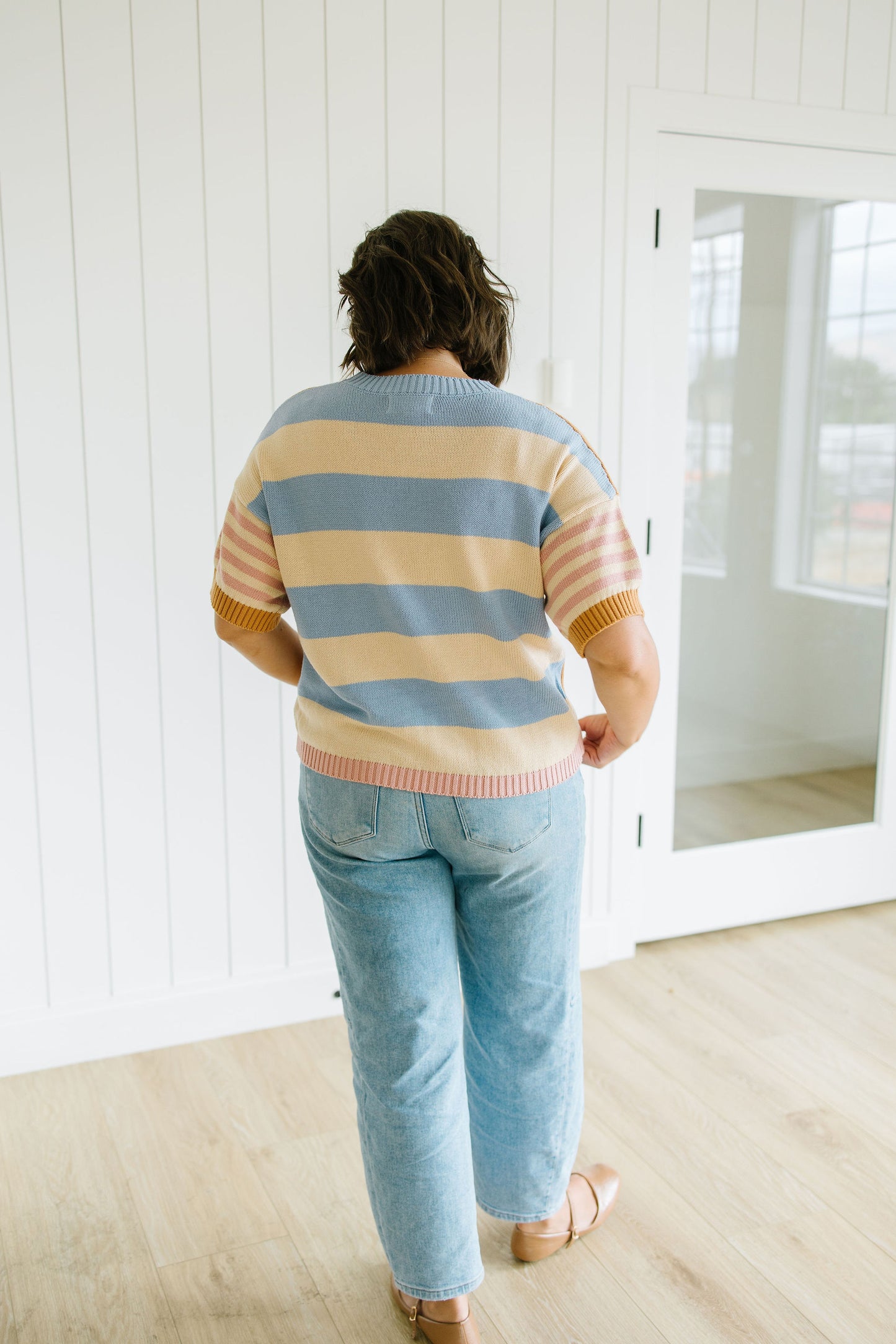 Cambria Striped Short Sleeve Sweater
