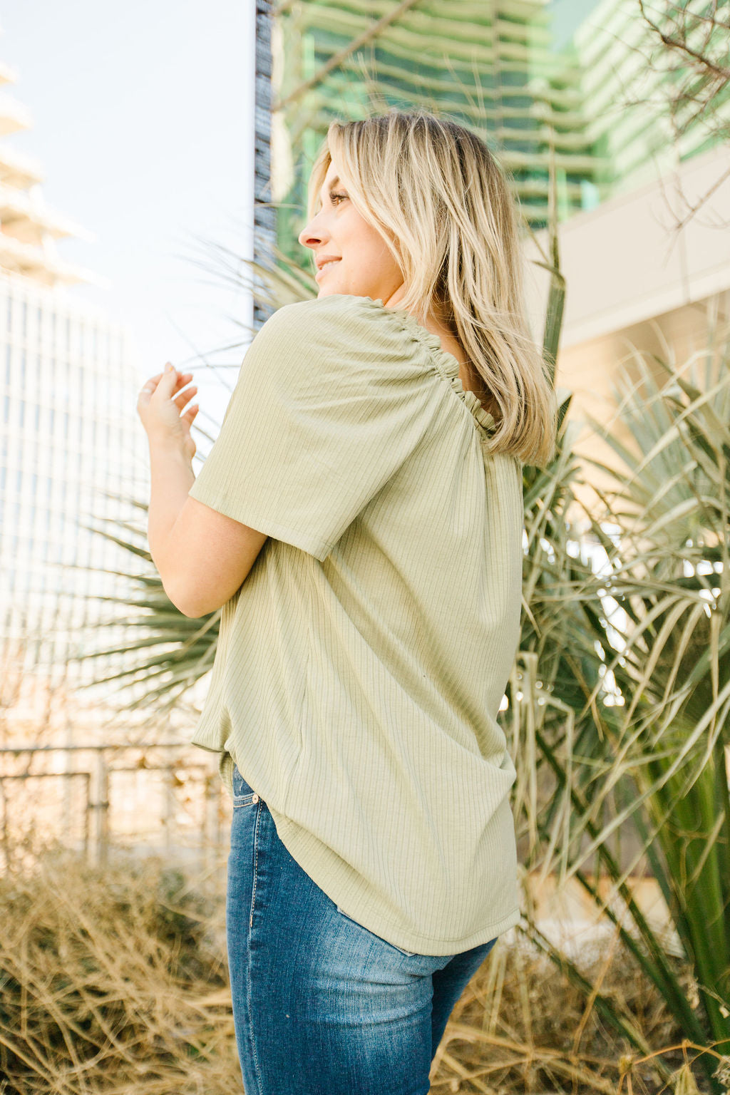 Rosie Ruffled Top in Olive