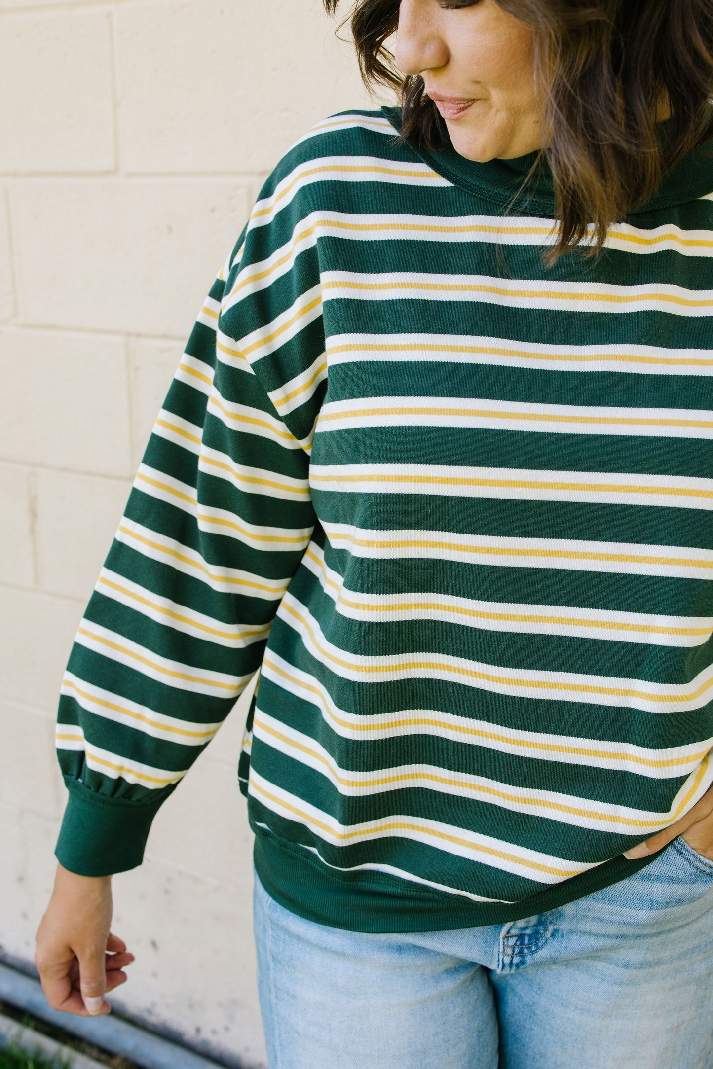 +Lydia Striped Knit Top in Hunter Green - Lettie Boutique