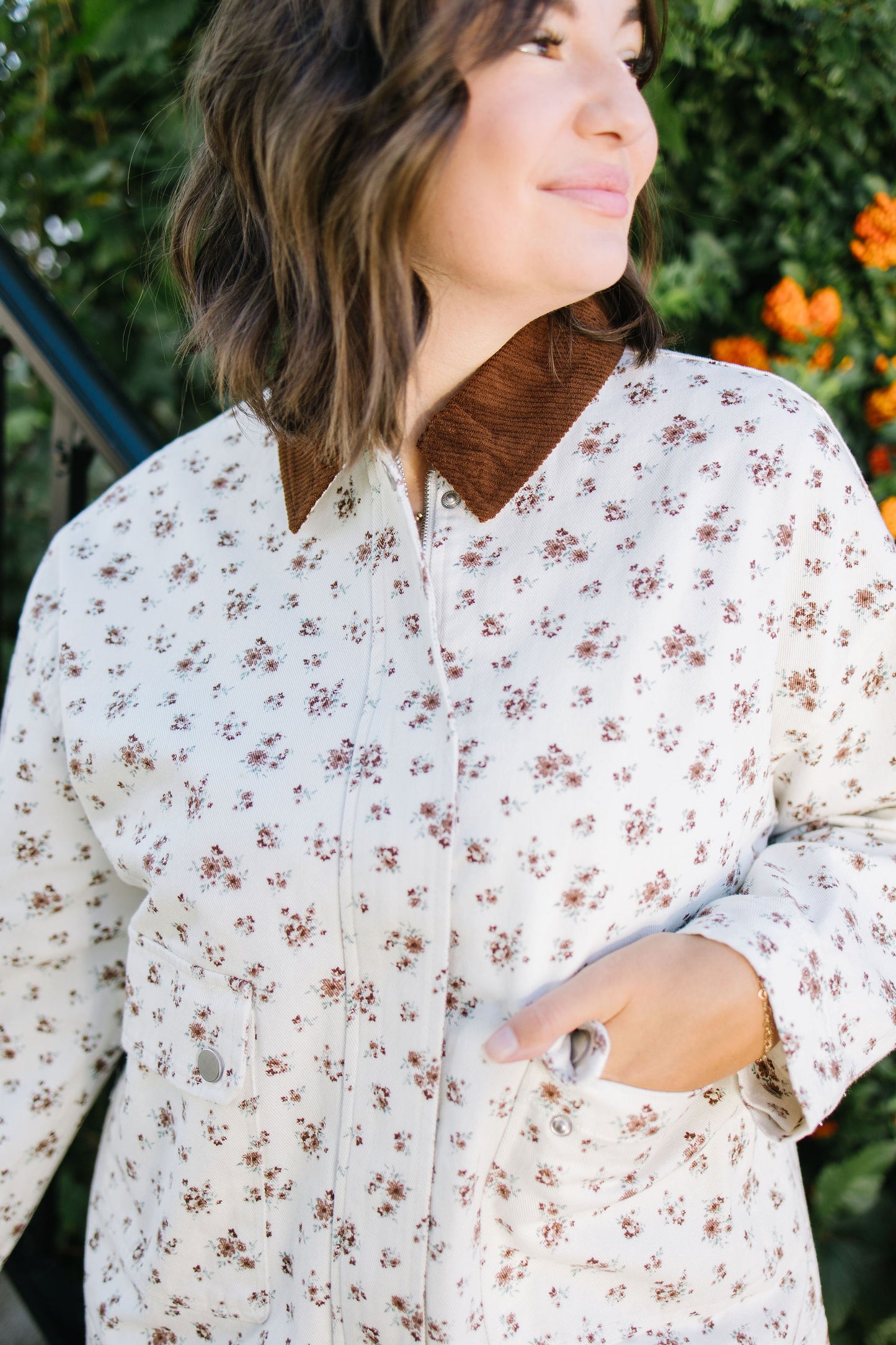 Liana Floral Corduroy Denim Jacket