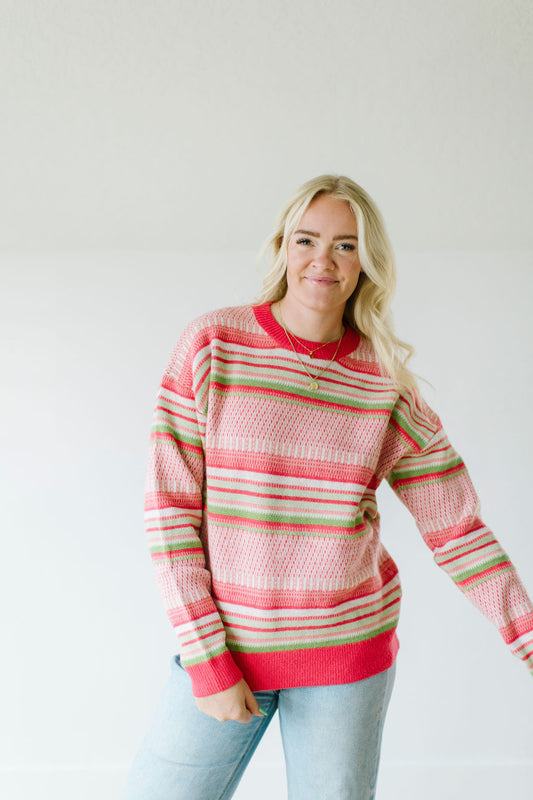 Nord Multi Stripe Sweater in Coral