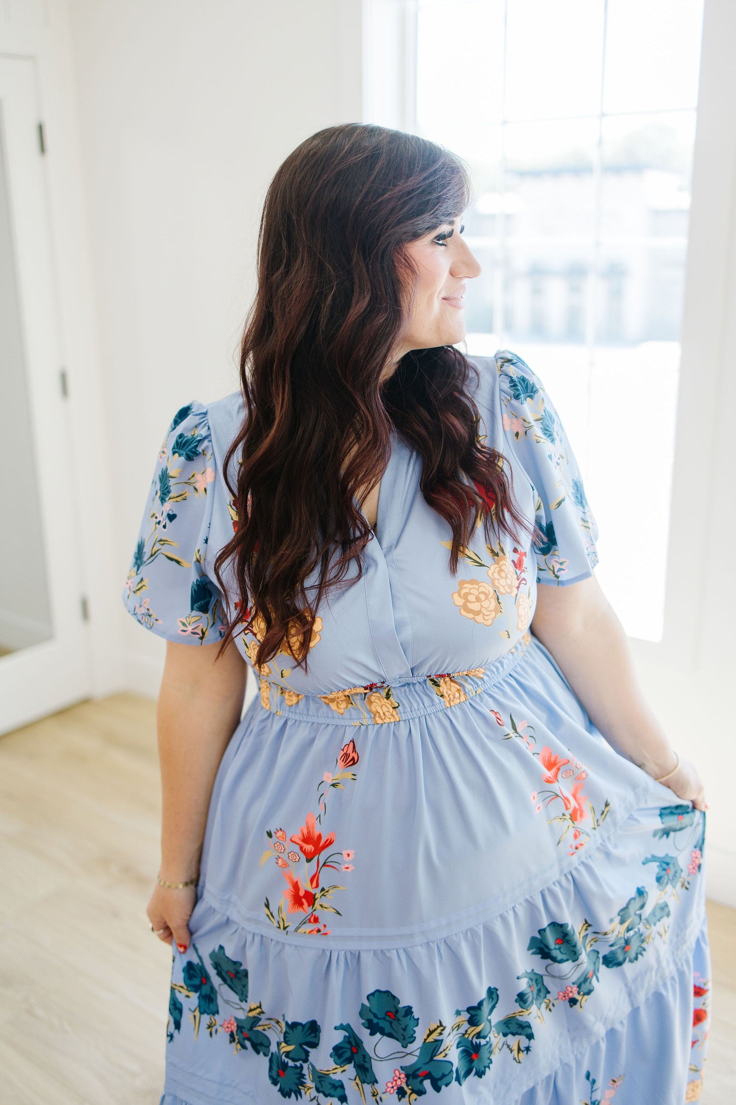 Kaydree Printed Maxi Dress in Blue - Lettie Boutique
