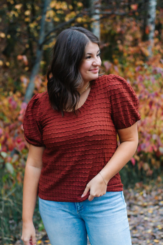 Hadley Puff Sleeve Top in Sienna