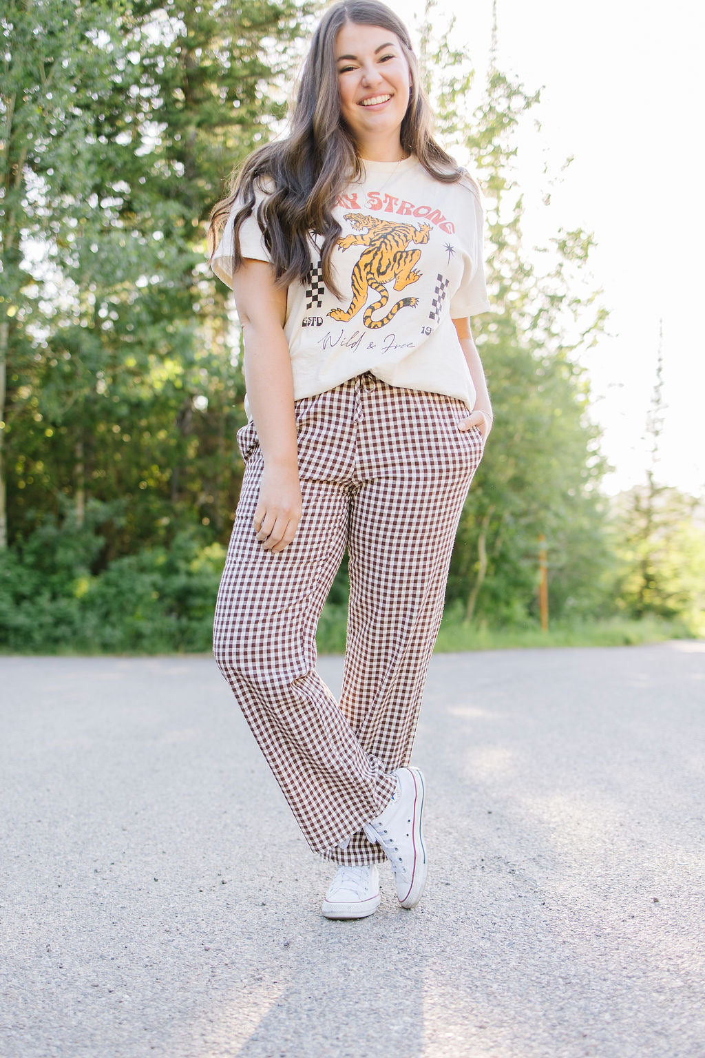 Brooks Gingham Pants in Brown