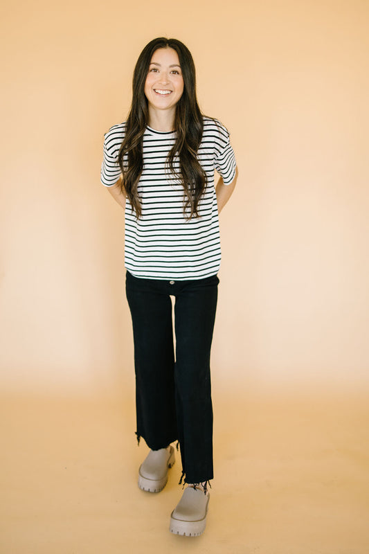 Holland Stripe Tee in White - Lettie Boutique
