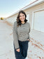 Melina Striped Cardigan in Charcoal Brown