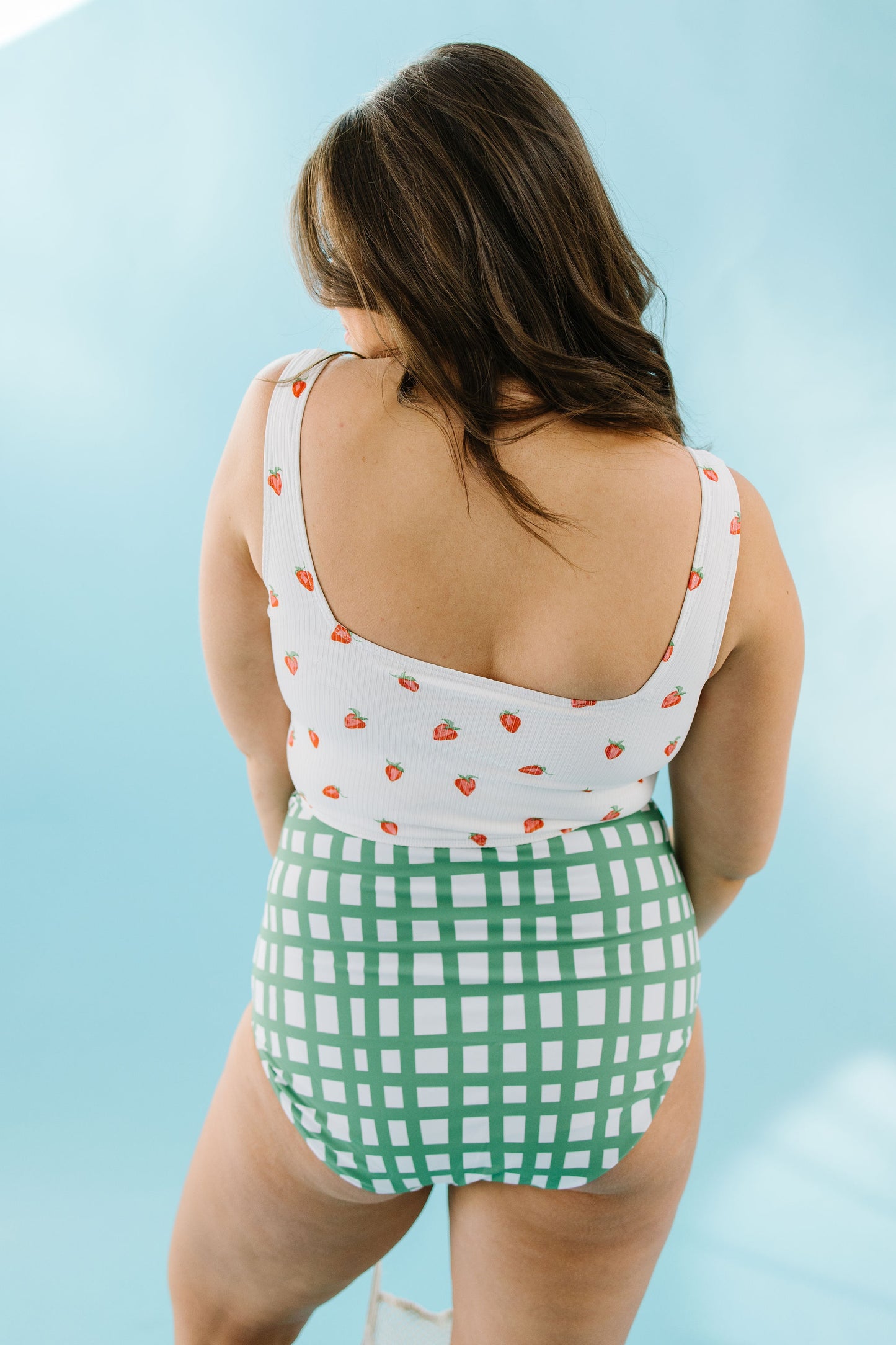 Miami Square Neck Swim Top in Strawberry - Lettie Boutique