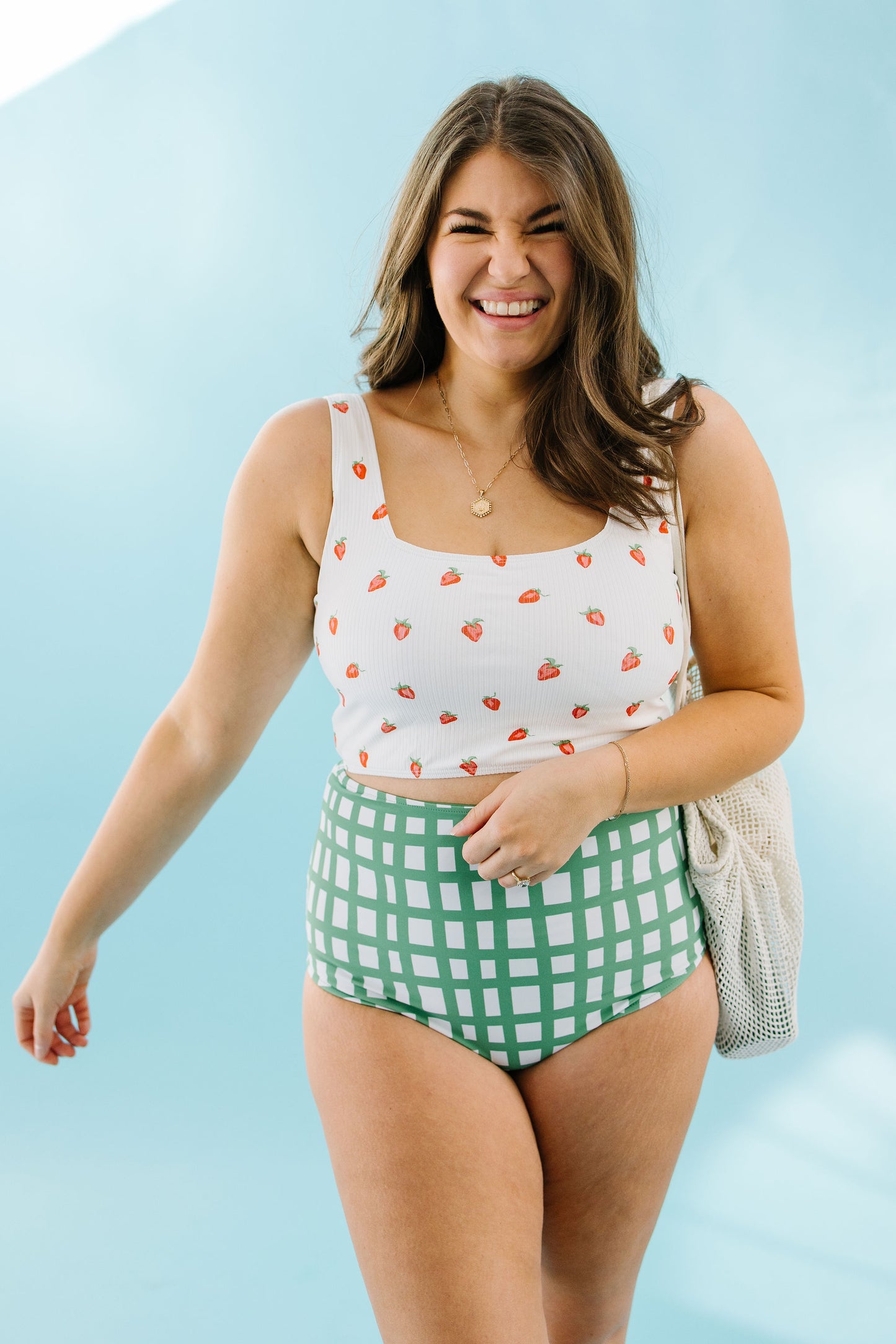 Miami Square Neck Swim Top in Strawberry - Lettie Boutique