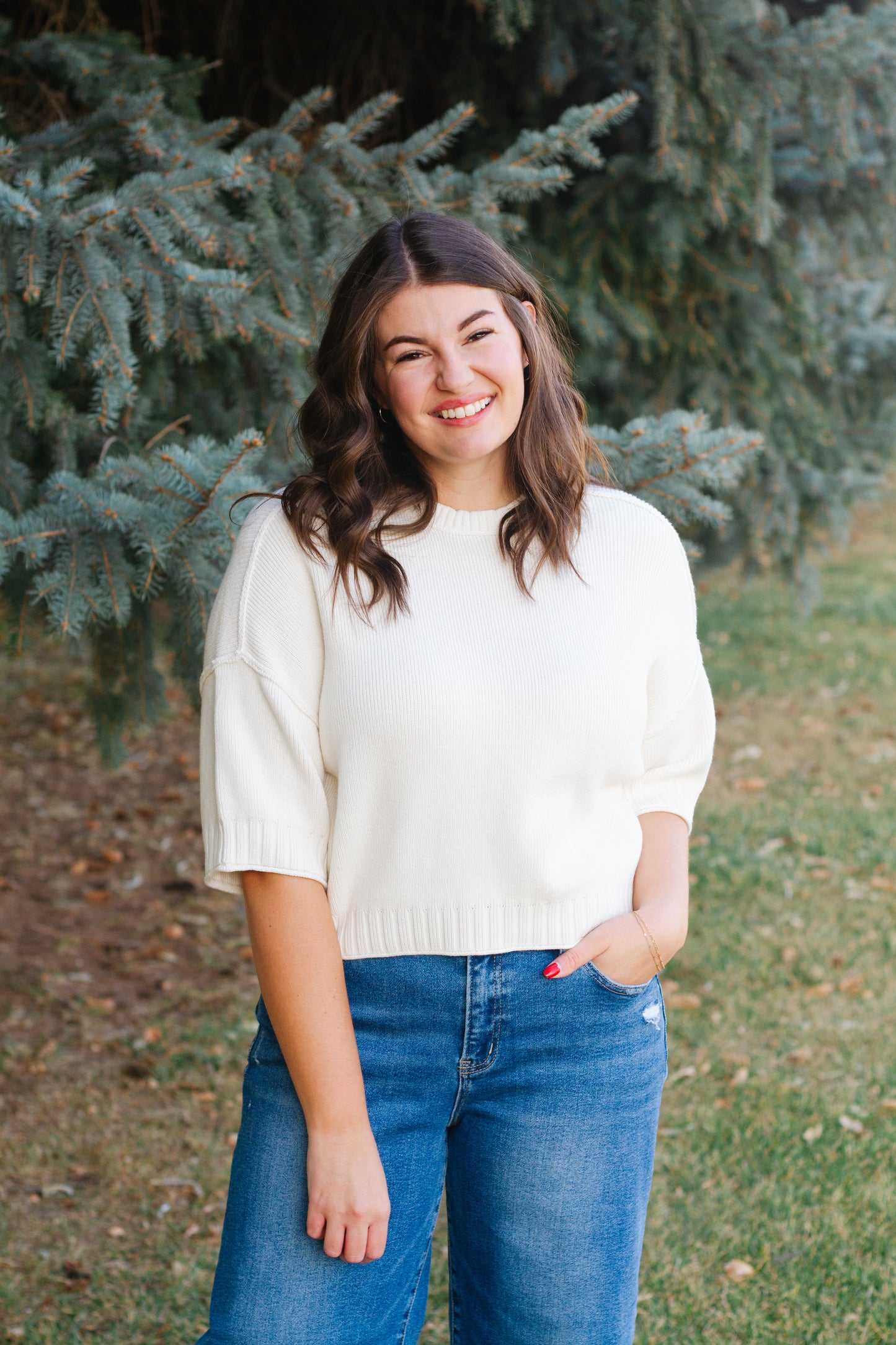 Shine Knit Sweater in Ivory