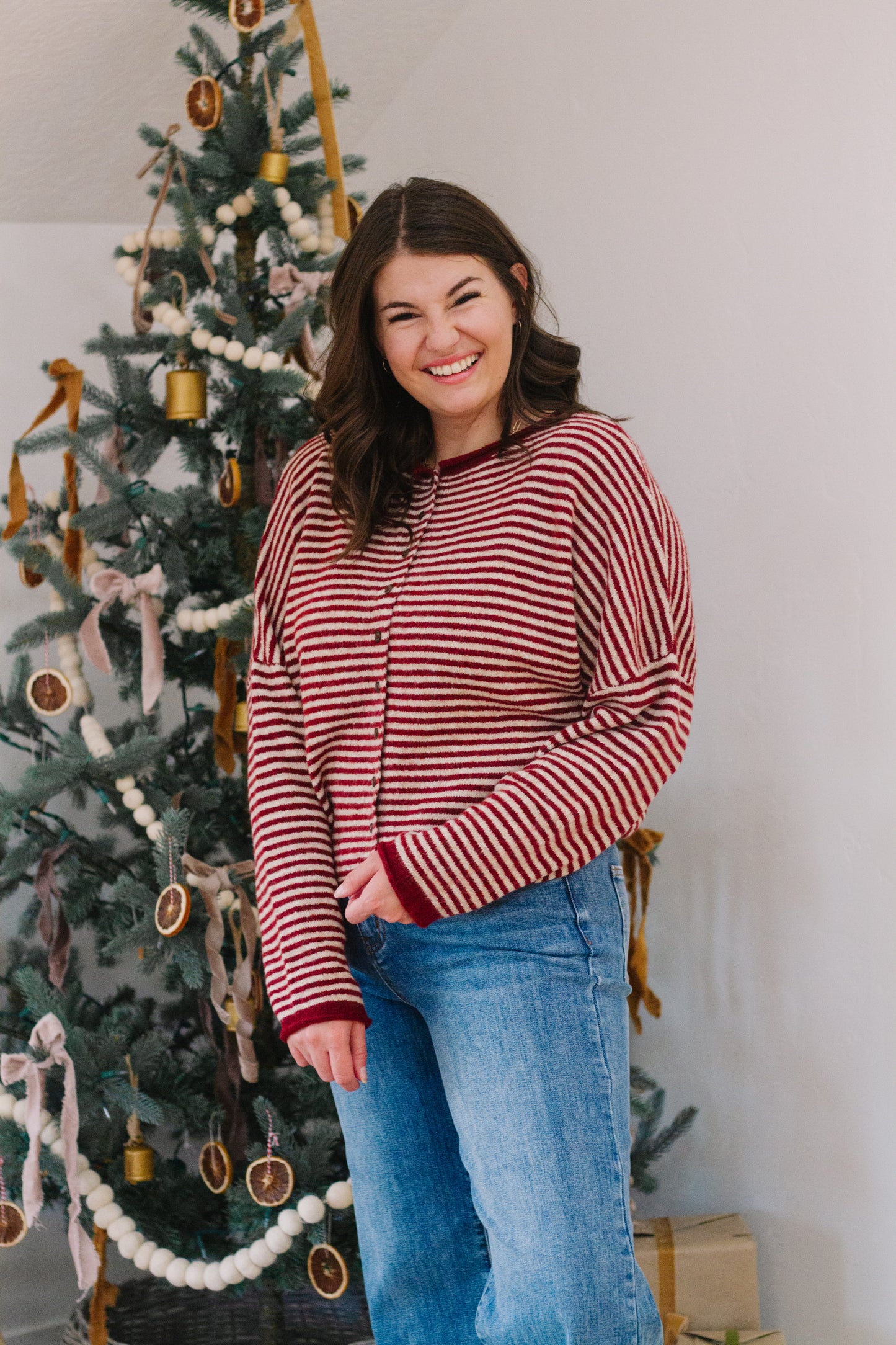 Melina Stripe Sweater in Red