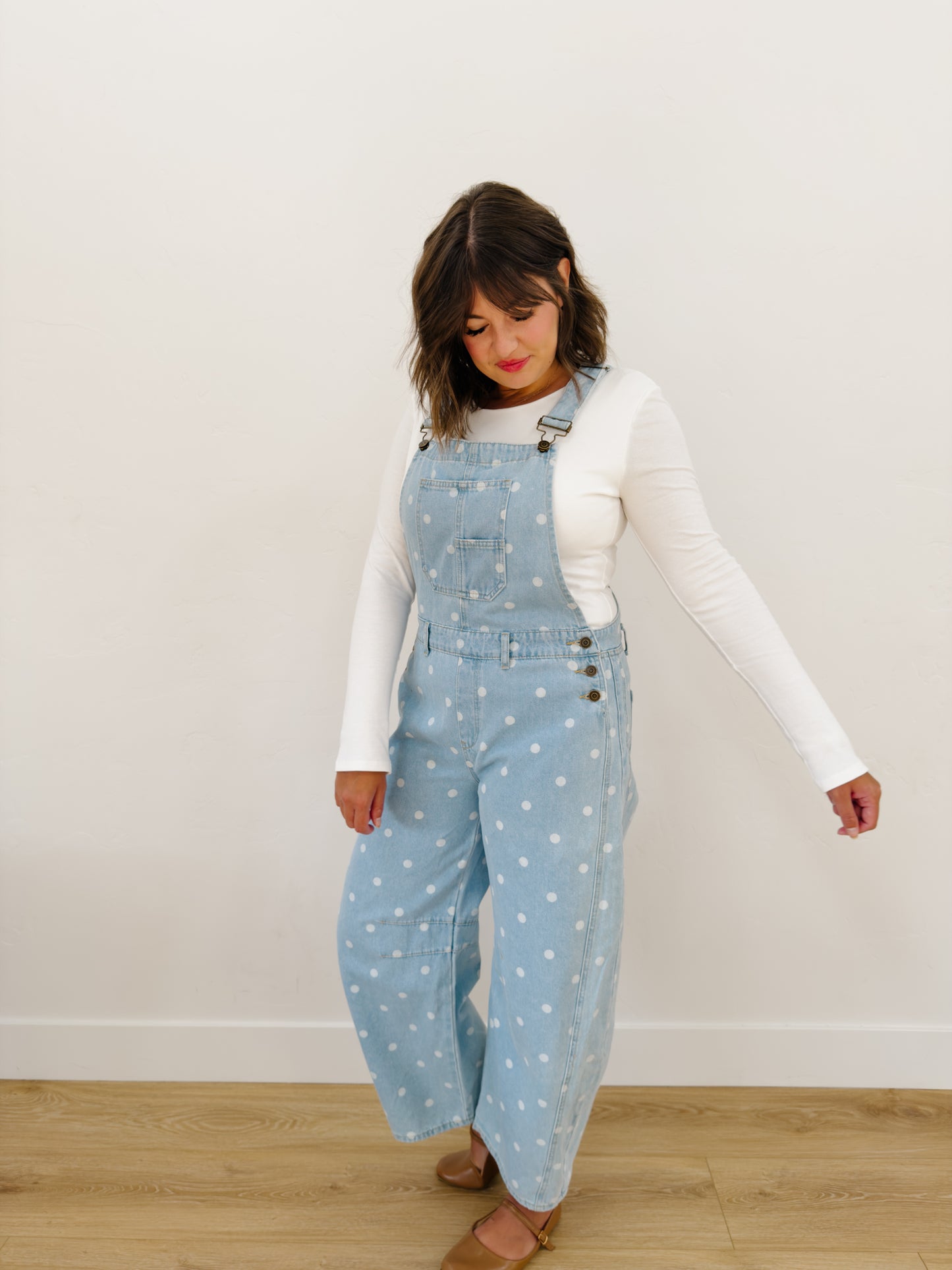 Inka Polka Dot Overalls in Denim - Lettie Boutique
