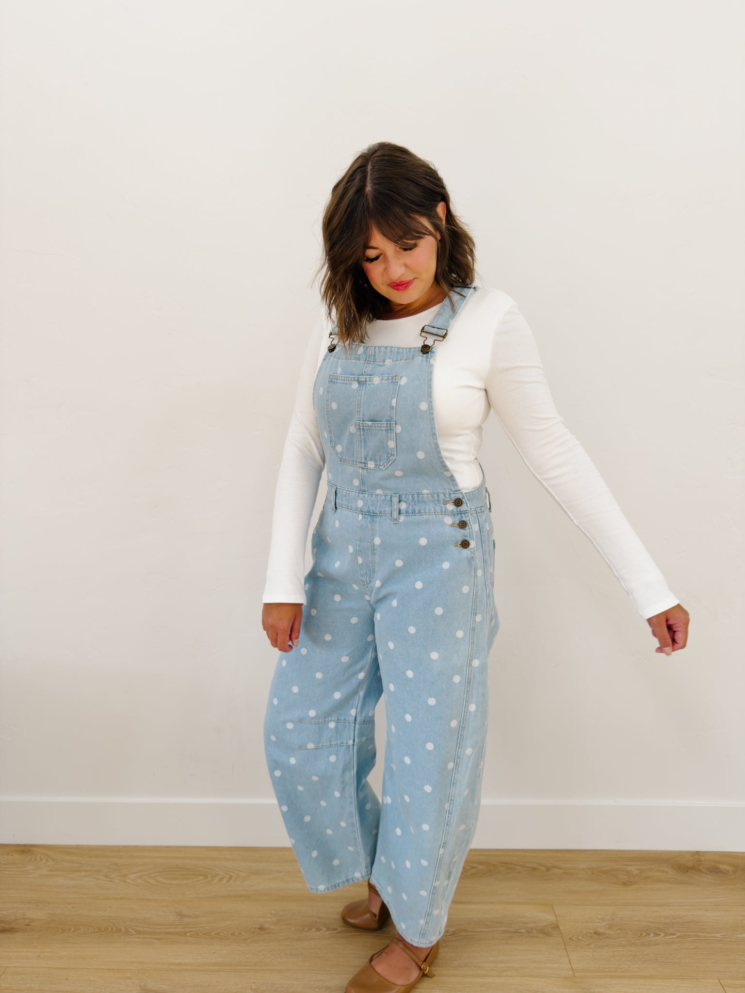 Inka Polka Dot Overalls in Denim - Lettie Boutique