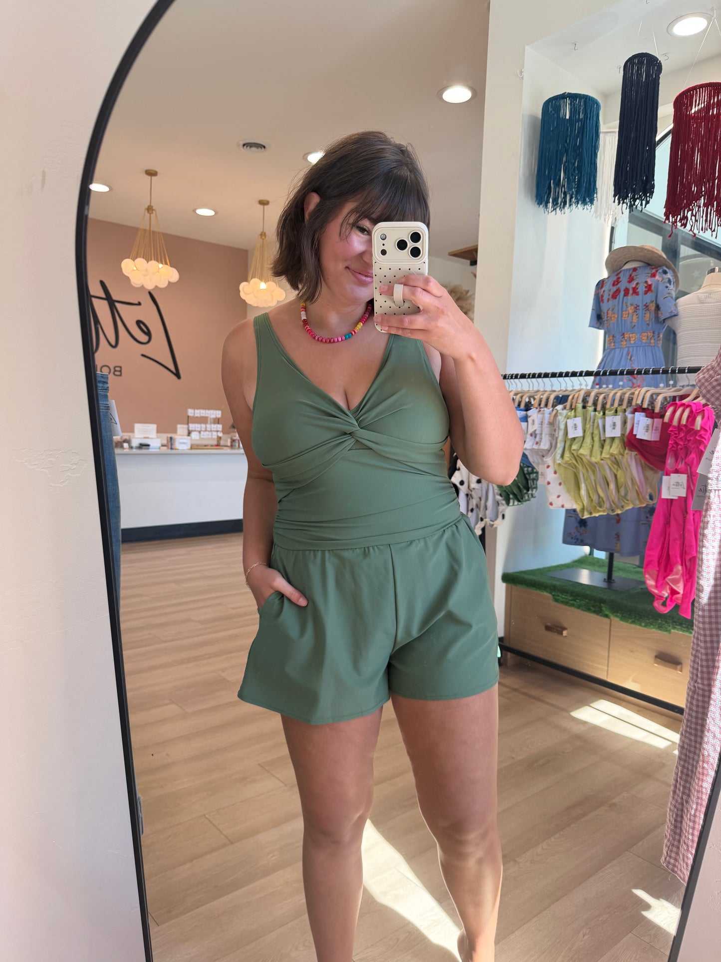Munroe Swim Romper in Green
