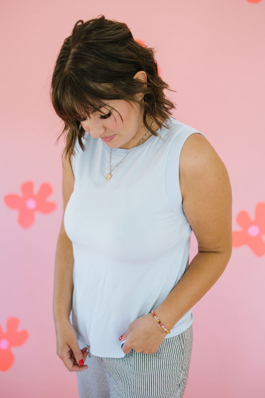 +Brynn Tank Top in Light Blue - Lettie Boutique