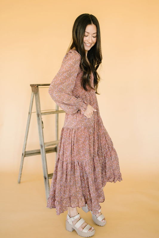 Flora Smocked Maxi Dress in Clay