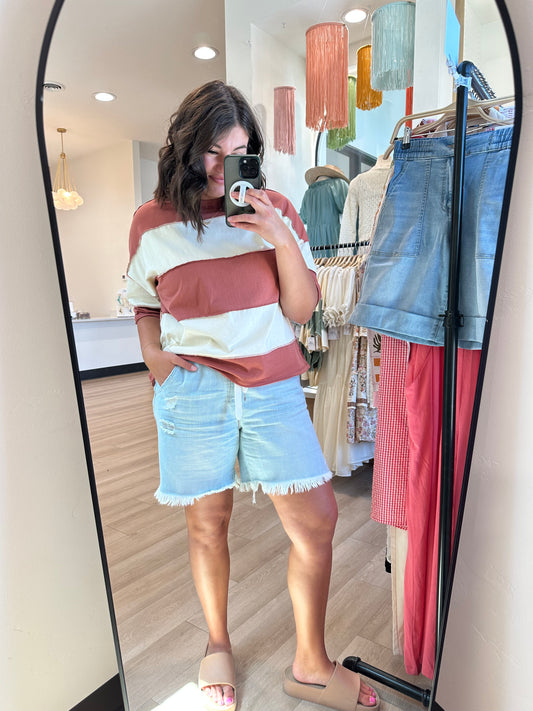 Poly ColorBlock Top in Terracotta