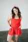 Misty Scalloped Romper Swimsuit in Red - Lettie Boutique