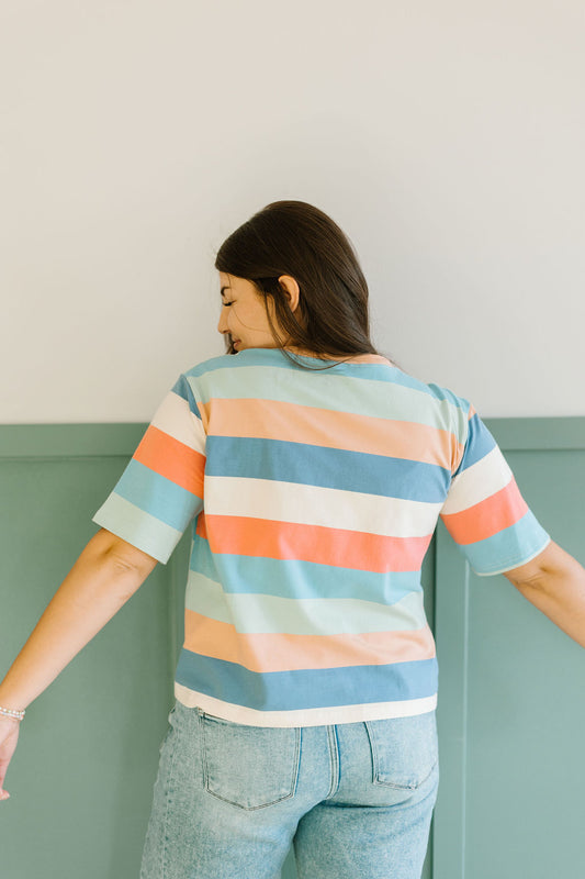 Storia Striped Tee in Coral