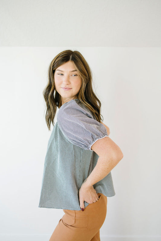 Ari Gingham Top in Black - Lettie Boutique