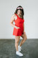 Misty Scalloped Romper Swimsuit in Red - Lettie Boutique
