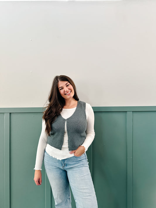 Sophie Sweater Vest in Jade