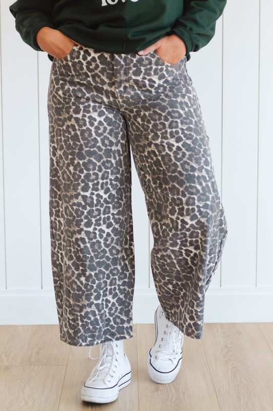 Asher Leopard Barrel Jeans