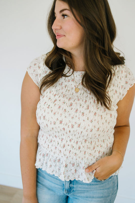 +Gabi Smocked Floral Top - Lettie Boutique