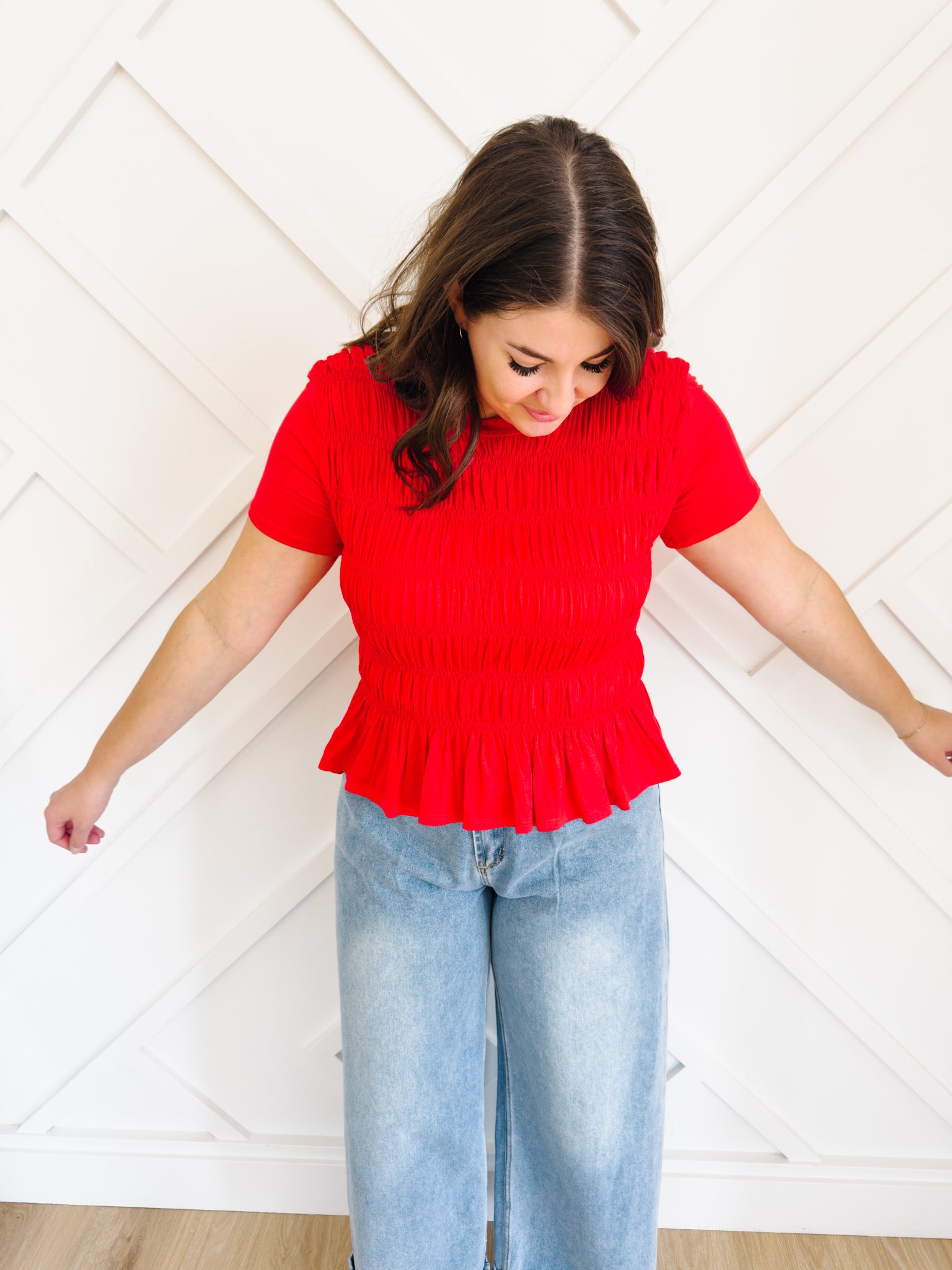 Marla Ruched Top in Red - Lettie Boutique
