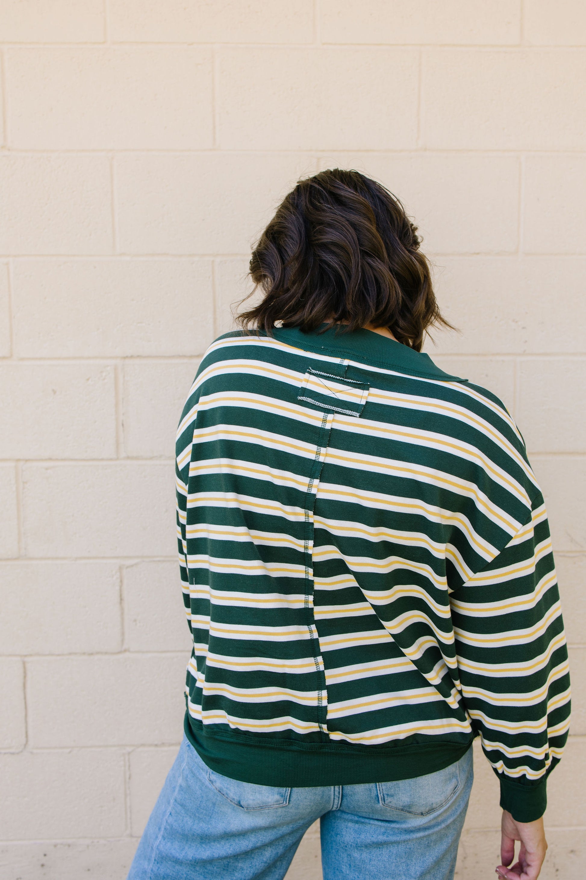 +Lydia Striped Knit Top in Hunter Green - Lettie Boutique