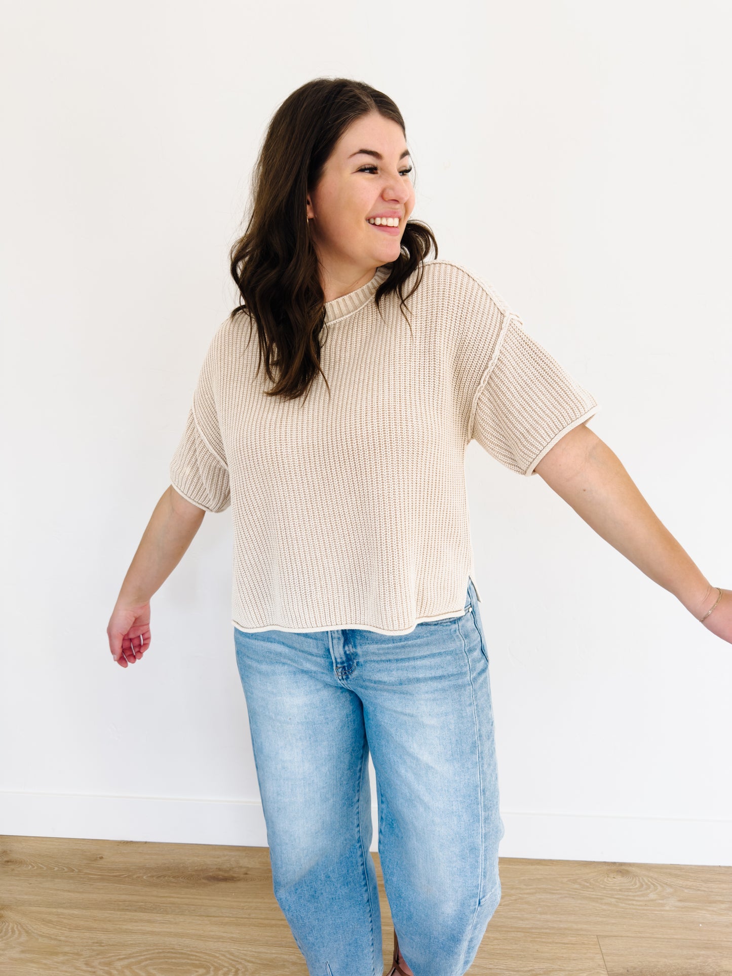 Everly Knit Short Sleeve Sweater - Lettie Boutique
