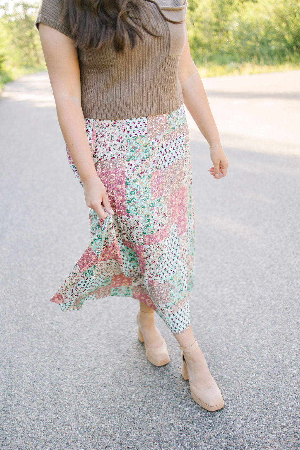 Bradyn Patchwork Skirt in Pink