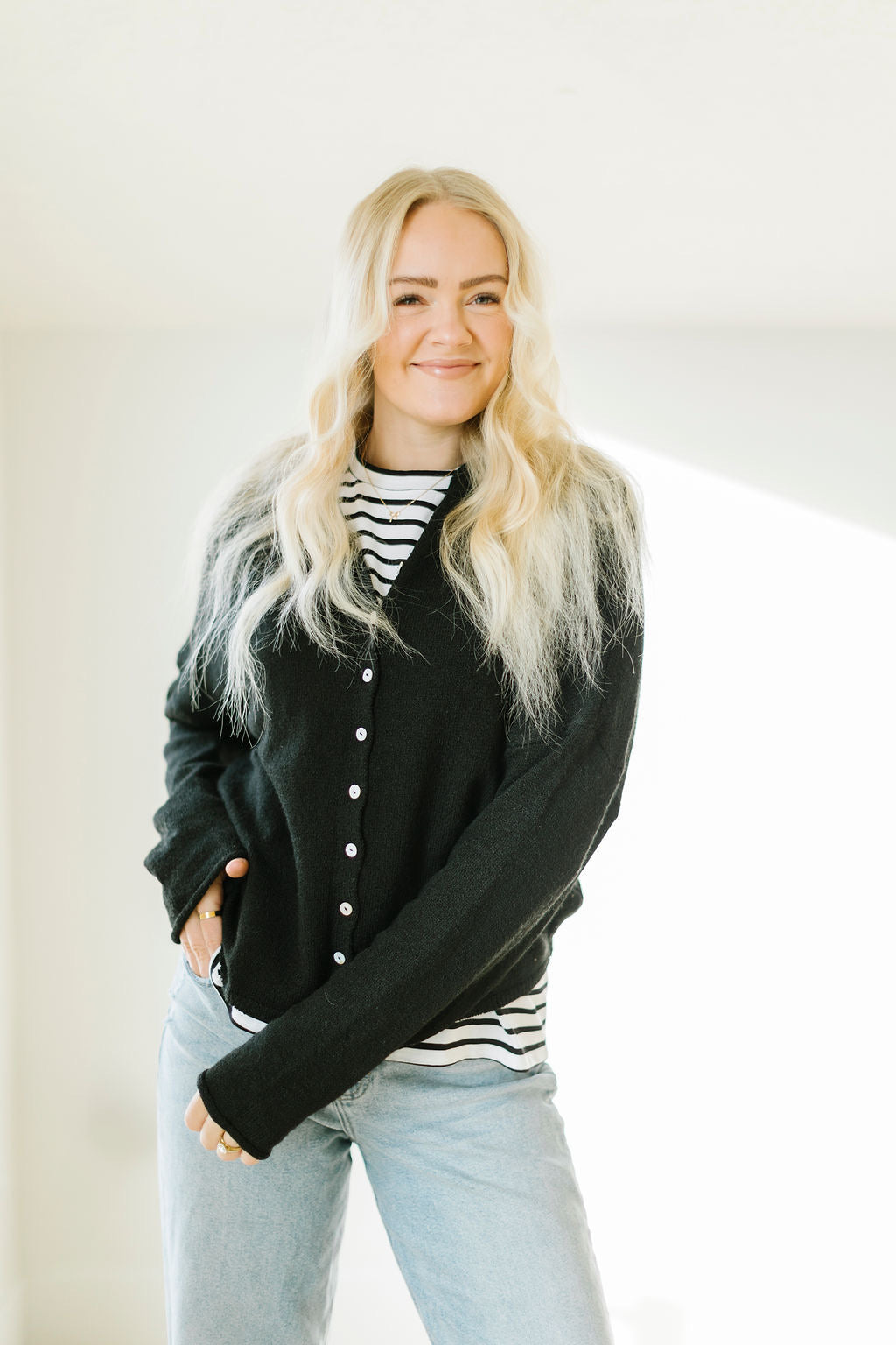 James Button Cardigan in Black