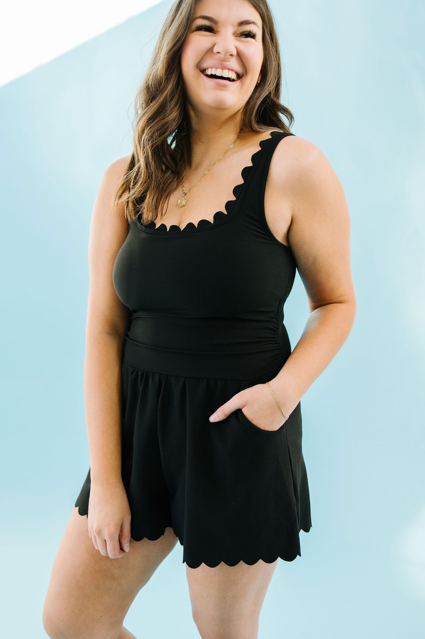 Misty Scalloped Romper Swimsuit